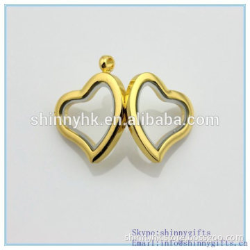 2014 new arrive floating gold locket pendant heart shape designs
